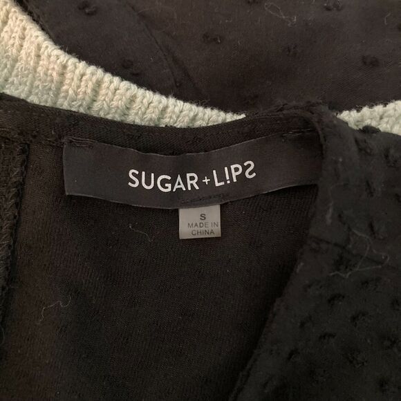 Sugar Lips Dress Womens Sz S Black Roam Around Swiss Dot Tiered A Line Pockets - Picture 4 of 12